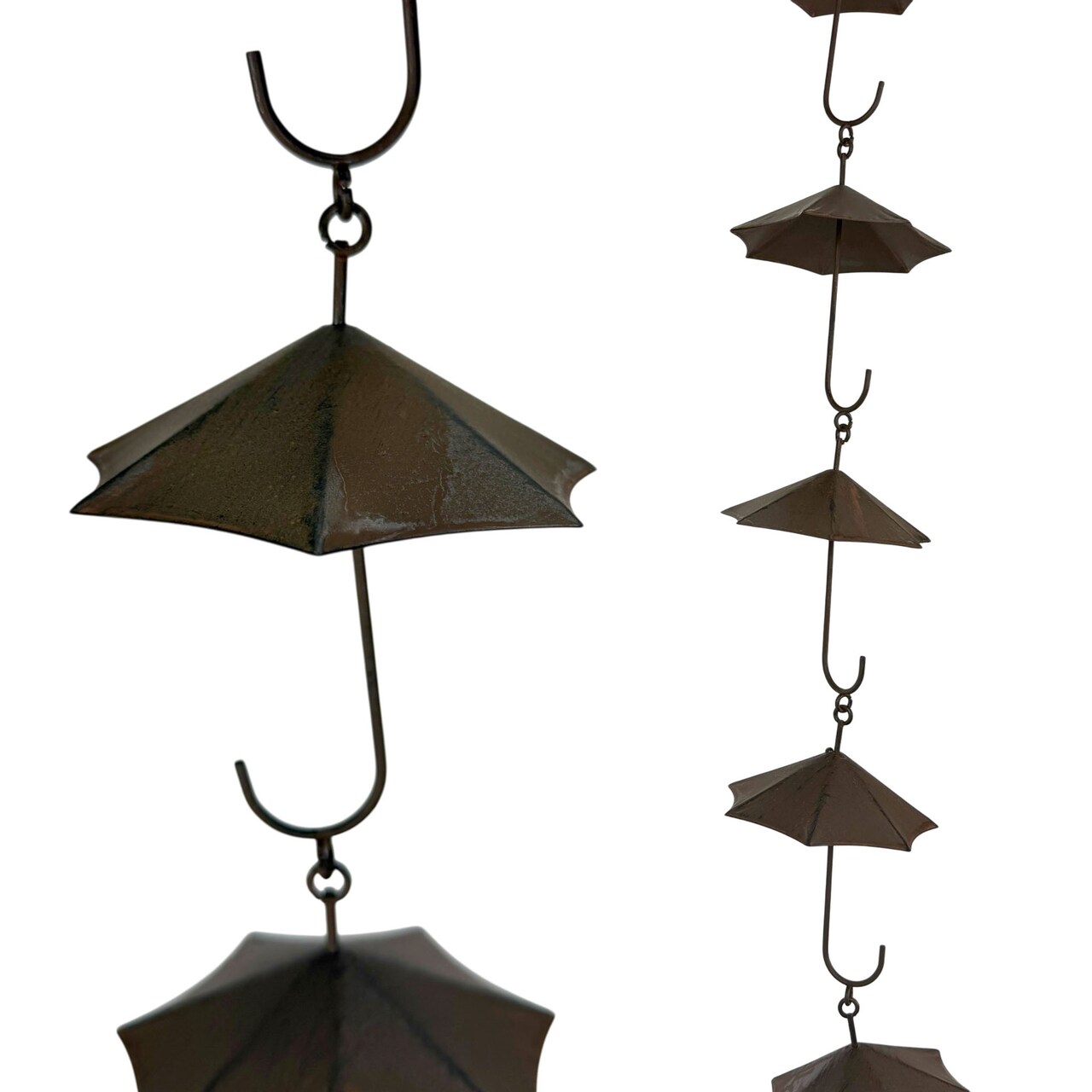 Weathered Finish Umbrella Rain Chain 61 inch Metal Outdoor Gutter Hanging Decor